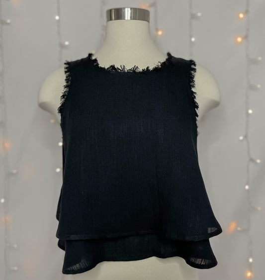 Black Fringe Blouse